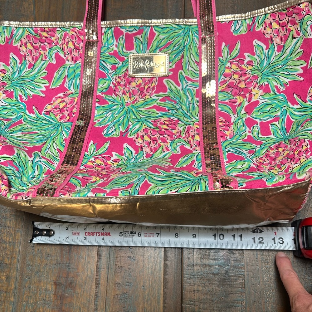 Lilly Pulitzer Spike the Punch Orchard Pink Sequins Tote Bag - Picture 2 of 10